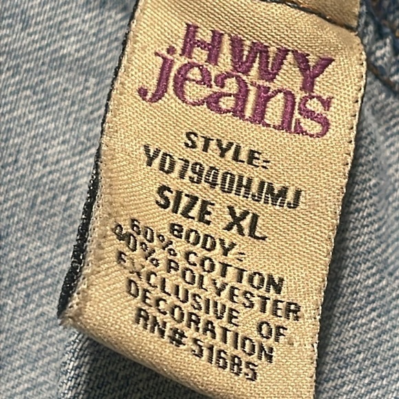 Highway Jeans blue denim Jean long jacket distressed oversized sized XL - Picture 15 of 16